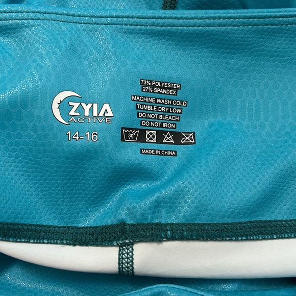 Zyia Active Venom Teal Blue Ombré Snakeskin Texture Light N Tight Leggings - Picture 3 of 3